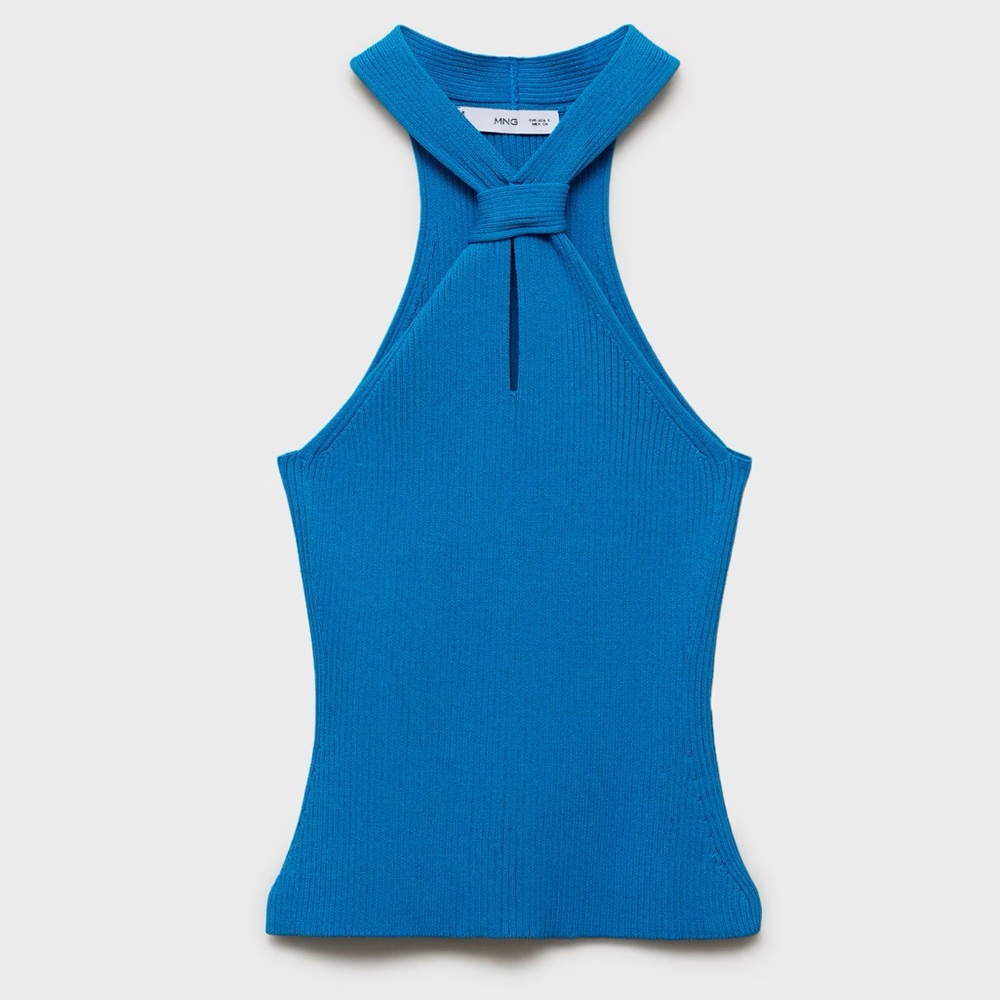 Mango Turquoise Ribbed High Twist Neck
